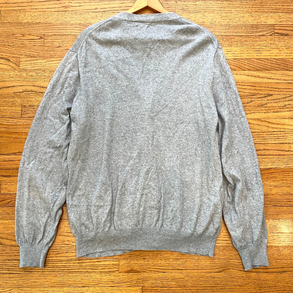 Chaps Gray Cardigan Sweater Mens Button Front Lightweight Cotton Cashmere Size L - Picture 2 of 10